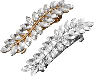 Allecto - Diamanten Blad Haarspelden - Bruiloft Haaraccessoires - Elegant Design - Vintage Stijl - Rhinestone Details - Geschikt voor Feestelijke