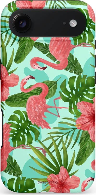 Casetastic hoesje geschikt voor Apple iPhone Air - MagSafe - Dubbellaagse bescherming - Flamingo jungle - Fashion Case - Mintgroen Koraal Donkergroen