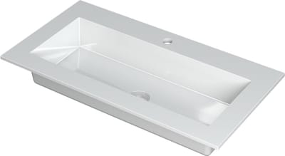 INK® Kraft wastafel polystone enkele bak met 1 kraangat, 90x45x1cm, glans wit