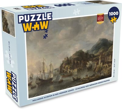 Puzzel Hollandse schepen in een vreemde haven - Schilderij van Abraham Beerstraten - Legpuzzel - Puzzel 1000 stukjes volwassenen