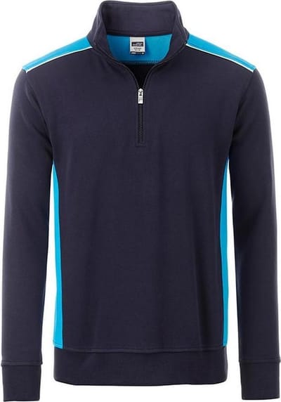 James and Nicholson Uniseks werkkleding Half-Zweetniveau 2 (Marine / Turquoise)