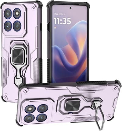 MobyDefend Hoesje - Geschikt voor Motorola Edge 60 Pro - Dubbelgelaagde Pantsercase Met Standaard - Roze