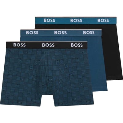 Boss Heren Boxershort (Pakket van 3) (Blauw/Zwart)