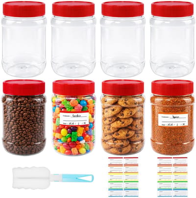 Dailygoods- Voorraadpotten 500ml - Set van 8 - Luchtdicht - Glazen Potten - BPA-vrij - Ideaal voor Voedselopslag - Handafwas aanbevolen - Opslagpotten