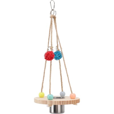 Tasse d'alimentation pour oiseaux Acier inoxydable Intéressant Tasse suspendue d'alimentation pour perroquet pour cage à perroquet Perruche beige