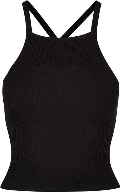 Urban Classics - Rib Knit Crossed Back Mouwloze top - XXL - Zwart
