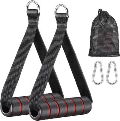 Set van 2 Ergonomische Fitness Grips voor Fitnessbanden en Pull-Up Straps, Antislip Handgrepen voor Kabeltraining en Rope Pulling Oefeningen, Gym Accessoires met 2 Beugels