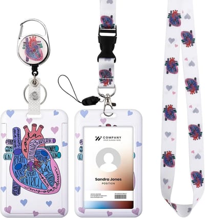 ID-kaarthouder met koord - Badgehouder - Medisch Personeel - Intrekbaar Hart Design - 11 x 7 cm - Transparant