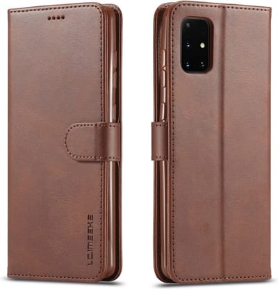 LC.IMEEKE Hoesje - Geschikt voor Samsung Galaxy A31 Hoesje - LC.IMEEKE Luxe Book Case - Donkerbruin