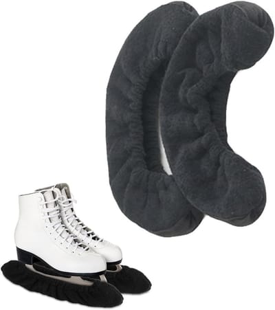 Zwarte Skate Guards: Beschermende Accessoires voor Schaatsbladen met Fleece Covers en Zachte Caps voor Kunstrijden en IJshockey