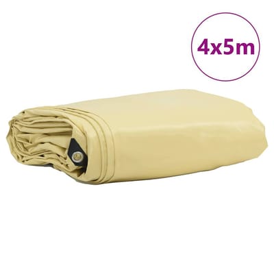 vidaXL - Zeil - 650g - / - m² - Beige - 4 - x - 5 - m - Canvas - met - PVC-coating