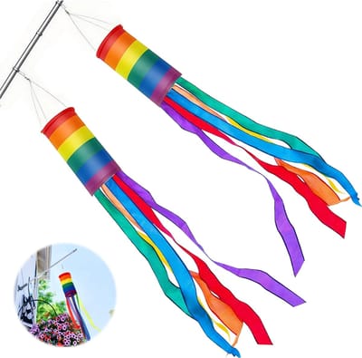 2 stuks - Windsock - Regenboog Windsock – 100cm Outdoor Windzak voor Tuin Camping en Caravan – Kleurrijke Hangdecoratie