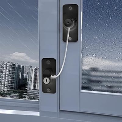Window Security Lock, 2pcs Window Limit Locks, Self Adhesive for UPVC Window Locks No Drilling, Fridge Lock with Key Child Pet Bedroom Door Locks for Child Safe