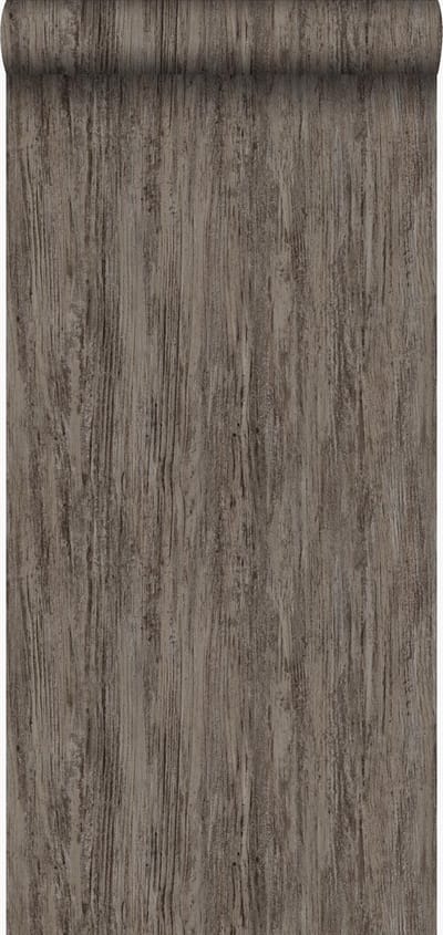 Origin Wallcoverings behang houtlook donker taupe - 53 cm x 10.05 m - 347418