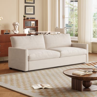 Guyii Meubels bank 190 cm - Moderne Fluwelen bank 2-Zits - Zachte Spons - Premium Lente & Stevig Frame - Beige bank
