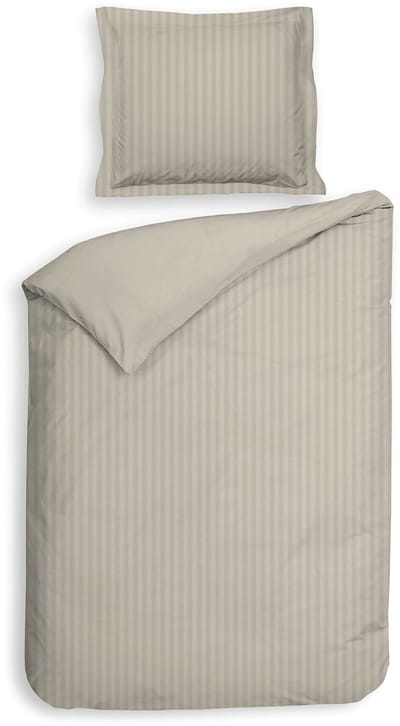 Heckettlane Dekbedovertrek Banda - Bedlinnen met Strepen - 140x200-220 cm - Eenpersoons - Natural - Dekbedovertrek van 100% Katoen-Satijn