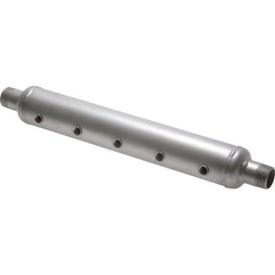 Verdeelbalk 2xR1'' - 10xG1/2'' RVS Dubbelzijdig PN 16