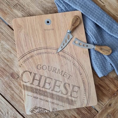 HOMLA Rubby Rechthoekige rubberwood kaasplank - Houten serveerplank Kaasplank - 31 x 23 cm Natuurlijke kleur