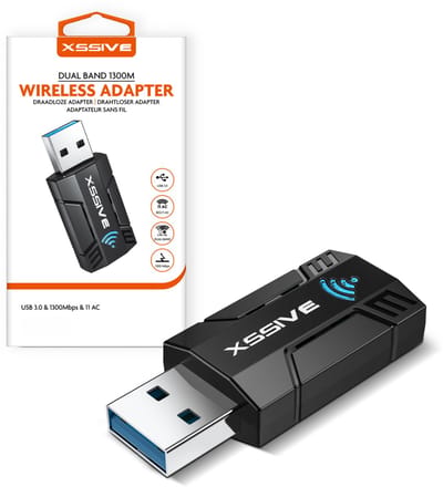 Xssive WiFi Adapter USB 1300Mbps AC1300 - Dual Band 2.4GHz & 5GHz - USB 3.0 - Wifi Dongle geschikt voor MacOS, Linux, Windows 11/10/8/7
