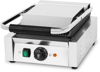 Professionele Contactgrill 1800W met Gietijzeren Grillplaten en Tefloncoating - Instelbare Temperatuur tot 300°C