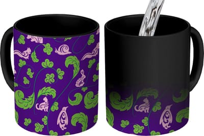 Magische Mok - Foto op Warmte Mokken - Koffiemok - Bladeren - Dieren - Patronen - Magic Mok - Beker - 350 ML - Theemok