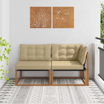 vidaXL - 7 - st - Outdoor - Midden- - en - Hoekbank - Massief - Acacia - Hout - Naturel