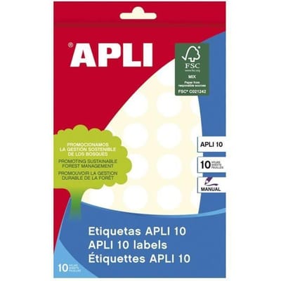 Gomets - APLI - Ronds blancs 19mm - Polypropylène adhésif - 400 unités - Multi-usages wit