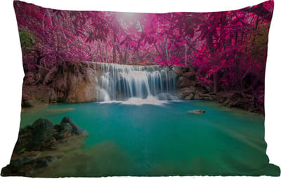 Buitenkussens - Tuin - Waterval - Boom - Roze - Natuur - 50x30 cm