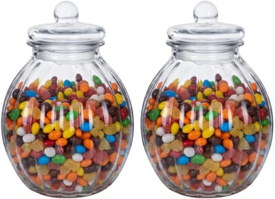Alessandro luxe voorraadpot - 2x - snoeppot - glas - met deksel - 6 liter - koekjes - snoepjes - 22 x 31 cm