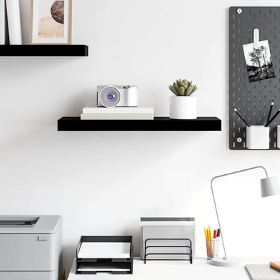 vidaXL - Wandschap - zwevend - 60x23,5x3,8 - cm - MDF - hoogglans - zwart