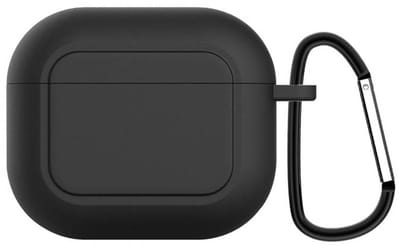 Case cover - Apple Airpods 3 - zwart siliconen - met musketon