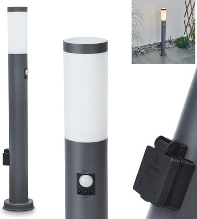 Buitenpadlamp met Bewegingsmelder en E27 Fitting, 80 cm Hoog, IP44
