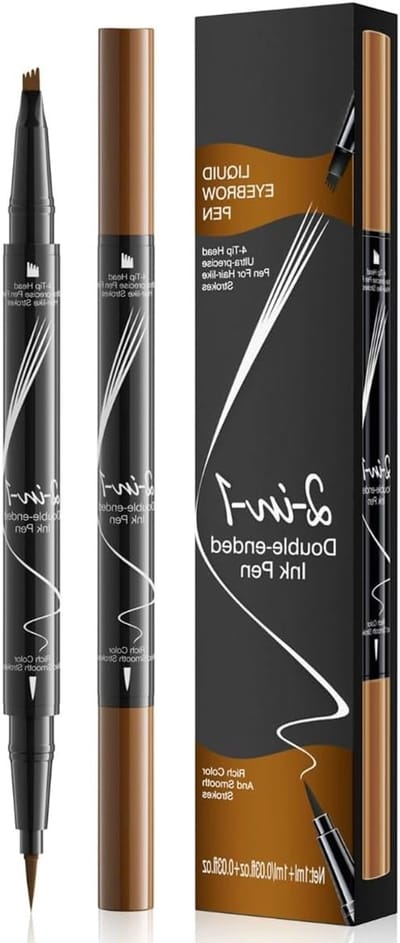 2-in-1 Oogbrauwpen met Vloeibare Oogbrauwpotlood en 2 Puntjes, Waterdicht en Langdurig voor Perfecte Oogbrows