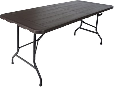 TRUTZHOLM Buffettafel Klaptafel 180x75cm Houtlook - Opvouwbare Kunststof Tuintafel - Biertent Tafel Partytafel Party