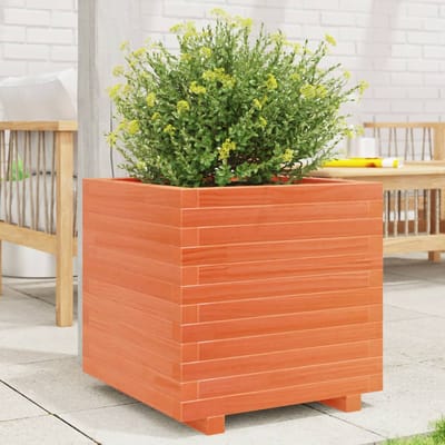 vidaXL - Plantenbak - 50x50x49,5 - cm - massief - grenenhout - wasbruin