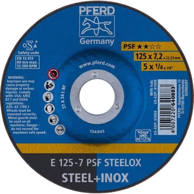 PFERD TOOLS 62012640 Psf Steelox Afbraamschijf gebogen Diameter 125 mm Boordiameter 22.23 mm 10 stuk(s)