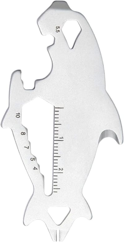 Sleutelhanger Gereedschap - Multitool Visvorm - Outdoor Activiteiten - Roestvrij Staal - 13-in-1 - Zilver