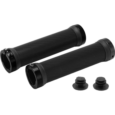 2 pièces Poignées de Vélo Caoutchouc Antidérapant Guidon de Vélo avec Couvercles en Plastique pour Vélo de Route Montagne 22mm Remplacement noir