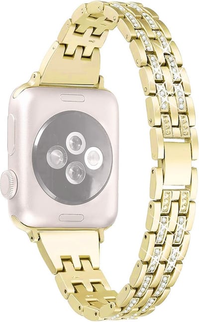 Stalen bandje - RVS - geschikt voor Apple Watch 1/2/3/4/5/6/7/8/9/10/11/ SE (1,2,3) met maat 38 mm / 40 mm / 41 mm en 42 mm (Watch 10/11) - goud