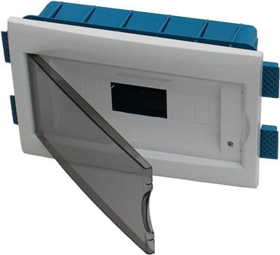 Inbouw Schakelbord - Groepenkast Gipsplaat - Elektrische Installatie - Met Deur 12 Modules - 31.5x21.5x8 cm - Wit Blauw