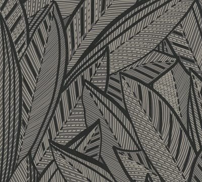 PALMBLADEREN BEHANG | Botanisch - Zwart Metallic - A.S. Création French Affair