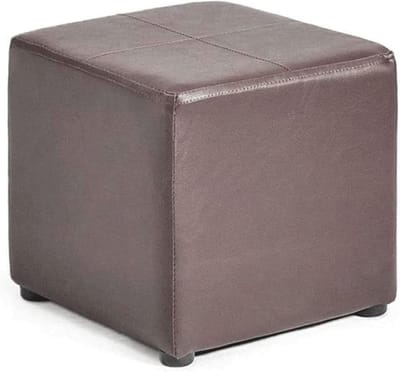 Opbergkruk Leer - Voetenbank Poef - Meubels Combineren - Hoge Veerkracht Spons - 28x28x28 cm - Veelkleurig