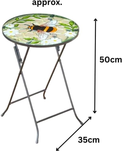 Glazen Tuintafel met Decoratief Ontwerp - Opvouwbare Bistrotafel voor Buiten en Binnen