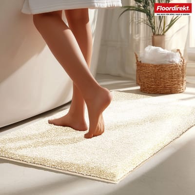 FLOORDIREKT Badmat NASA - Beige 50 x 80 cm - Zachte & Duurzame Badmat met Verstevigde Randen - Waterabsorberend & Onderhoudsvriendelijk