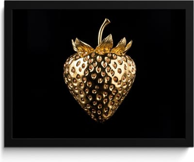 Fotolijst inclusief poster - Posterlijst 40x30 cm - Posters - Aardbei - Goud - Zwart - Chrome - Foto in lijst - Keuken decoratie muur - Wanddecoratie accessoires - Muurdecoratie - Schilderijen