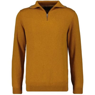 Ragman Trui Zip Collar Knitted Cotton Cashmere Pumpkin / male