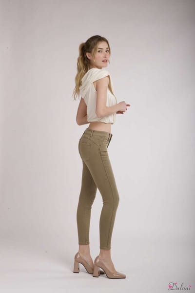 Broek Toxik3 medium hoge taille skinny push-up taupe