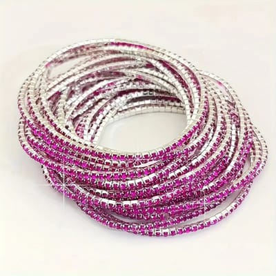 Bovista Armband - Staal - Nep Zilver - Dames - 5 St - Zilver/Roze