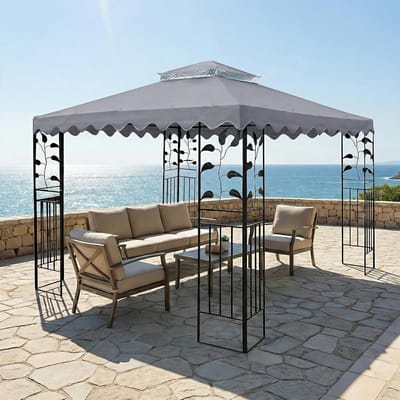 Vervangend partytent dak 3x3 meter waterafstotend dubbel dak UV-bescherming ventilatie grijs polyester