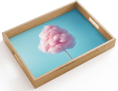 Dienblad hout 40x30 cm - Schootdienblad - Suikerspin - Zoet - Snoep - Borrelplank rechthoek - Plateau dienbladen